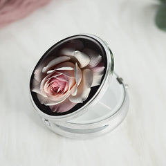 Floral Blooming Rose Round Pill Box 3 Compartment Pocket Travel Medicine Holder