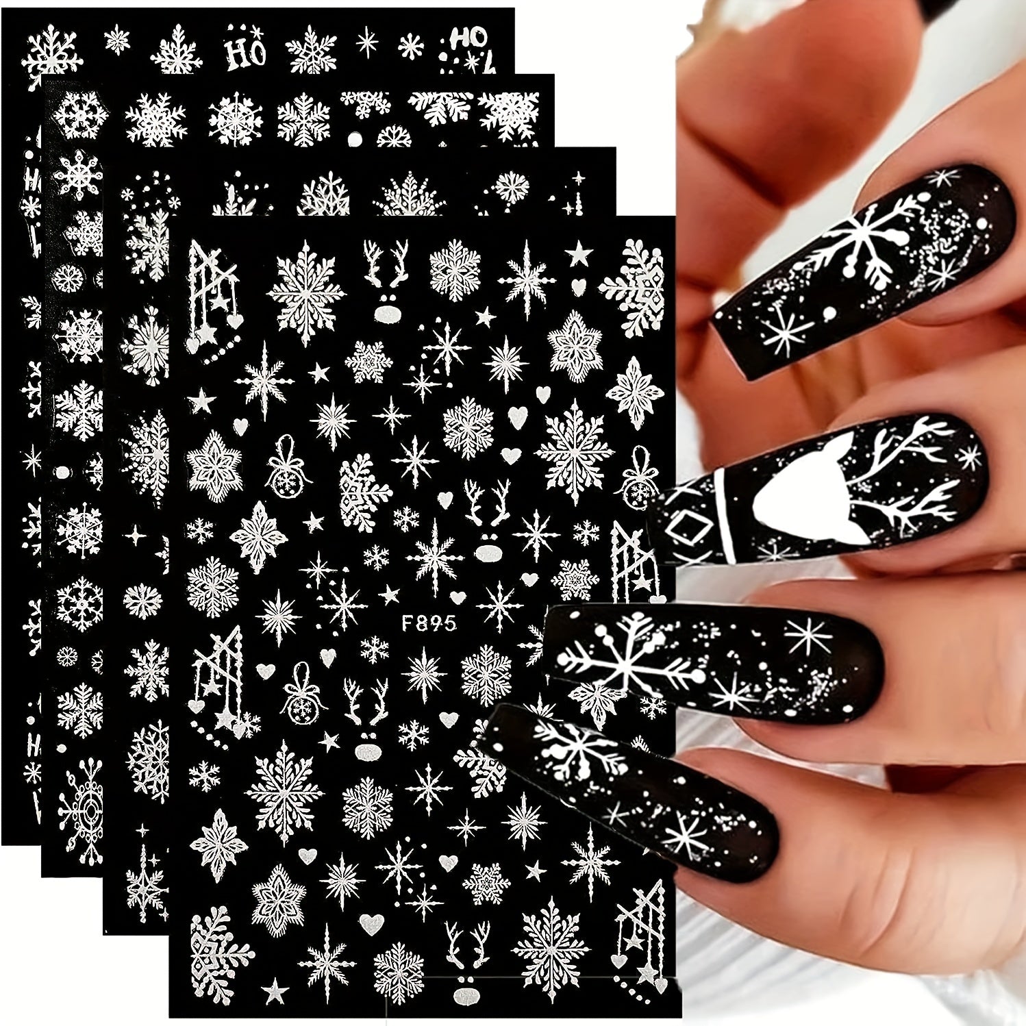 3D Christmas Nail Art Stickers Snowflake Nail Art Decals For DIY Or Nail Salons