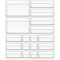 18pcs Desk Drawer Organizers Transparent Plastic Customize Layout Storage Bins