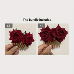 Rose Hair Comb Bridal Boho Invisible Comb Halloween Hair Accessory