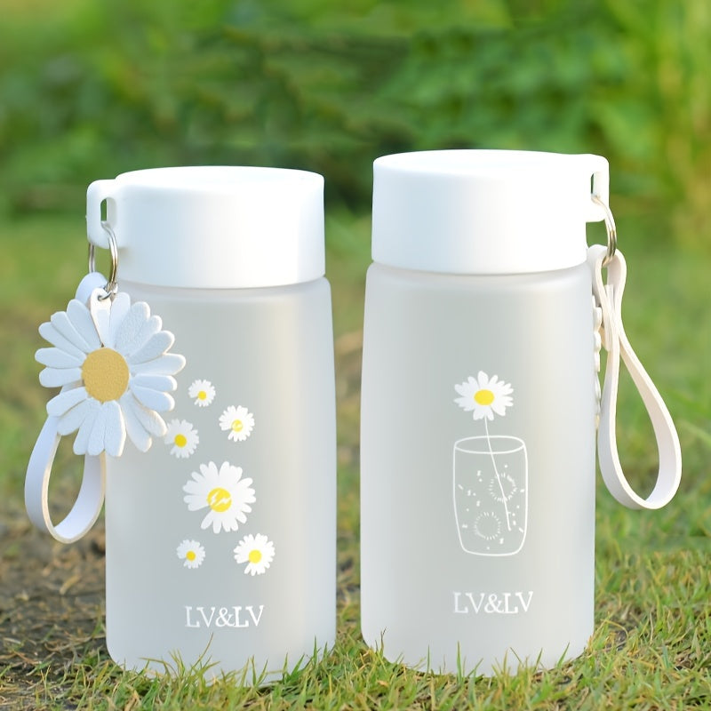 Daisy Water Bottle Plastic Flowers Pattern Indoor Outdoor Water Cup 500ml