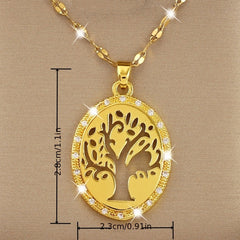 Copper Zircon Tree Of Life Pendant Necklace