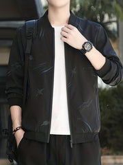 Men's Full Zip Windbreaker Jacket Casual Baseball Coat