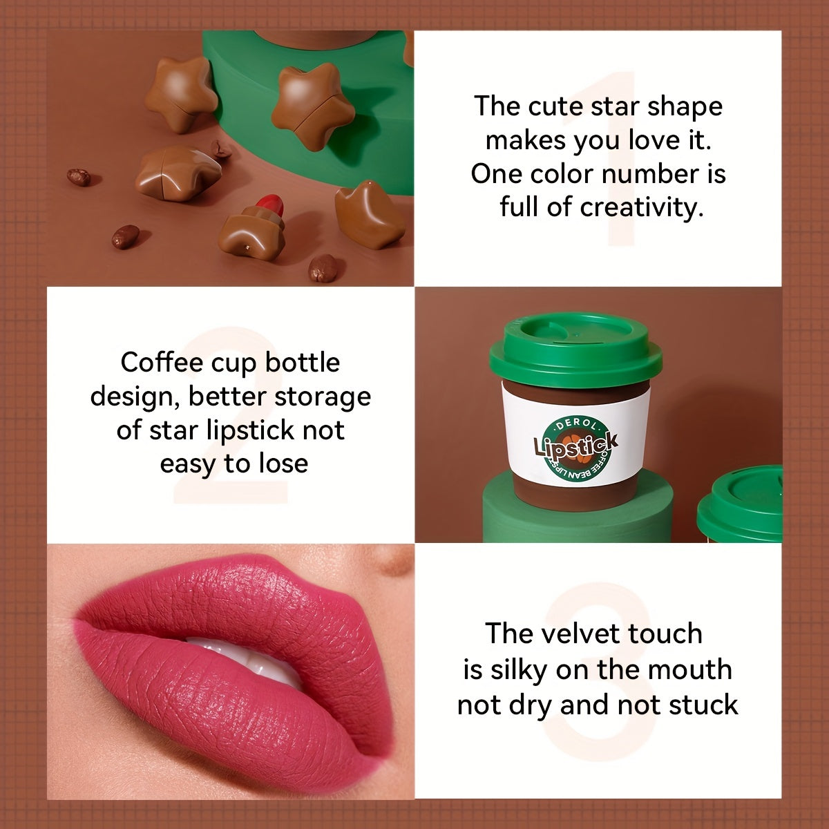 Velvet Portable Star Coffee Lipstick Set Mini Matte Lipstick