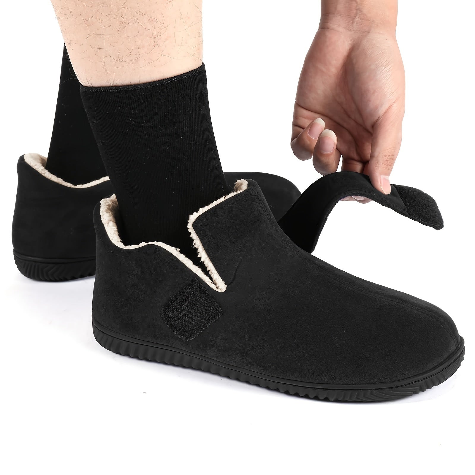 Memory Foam Men's Slippers with Hook and loop Fastener Closure
