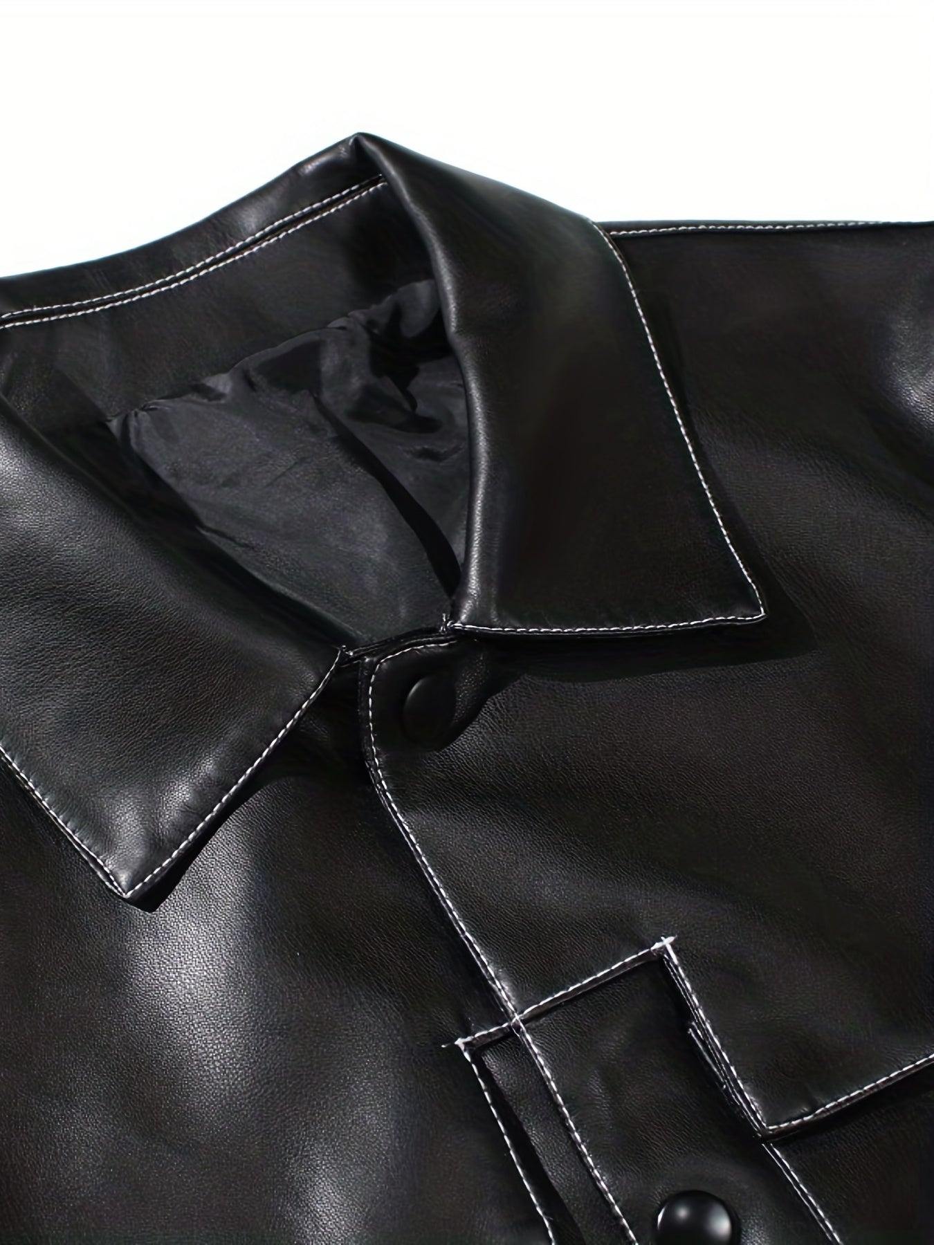 Men's Lapel Faux Leather Jacket Spring Fall