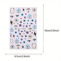 Heart Pattern Nail Stickers Glitter Evil Eye Decals Self Adhesive