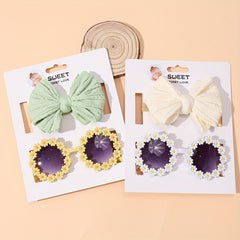 Girls Flower Sunglasses & Bow Headband Set Hair Accessories