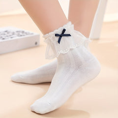 Bow Lace Mesh Thin Breathable Lace Crew Socks Girls Cotton Crew Socks