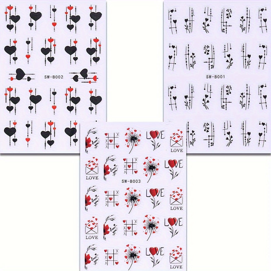 Valentine Nail Art Stickers With Heart Self Adhesive Nail Decals
