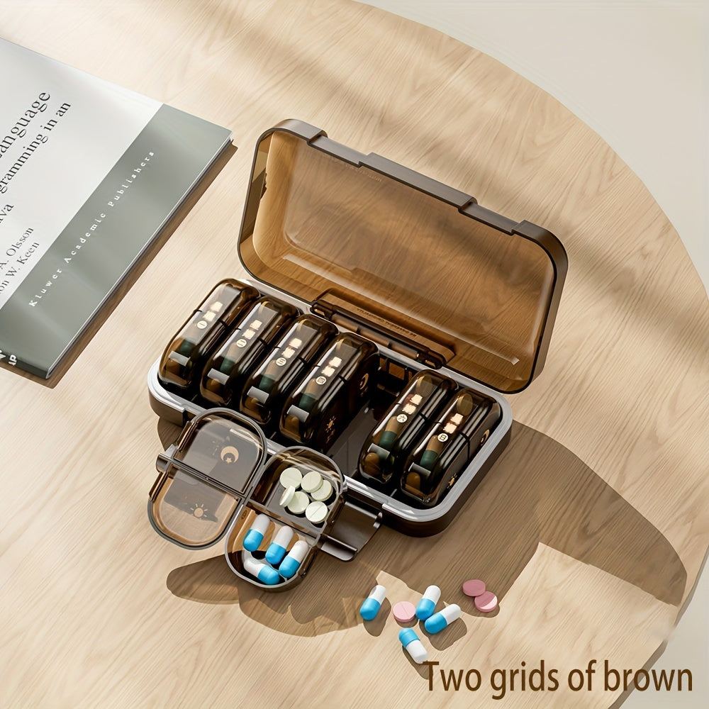 Portable Weekly Pill Organizer with Morning Afternoon Evening Compartments
