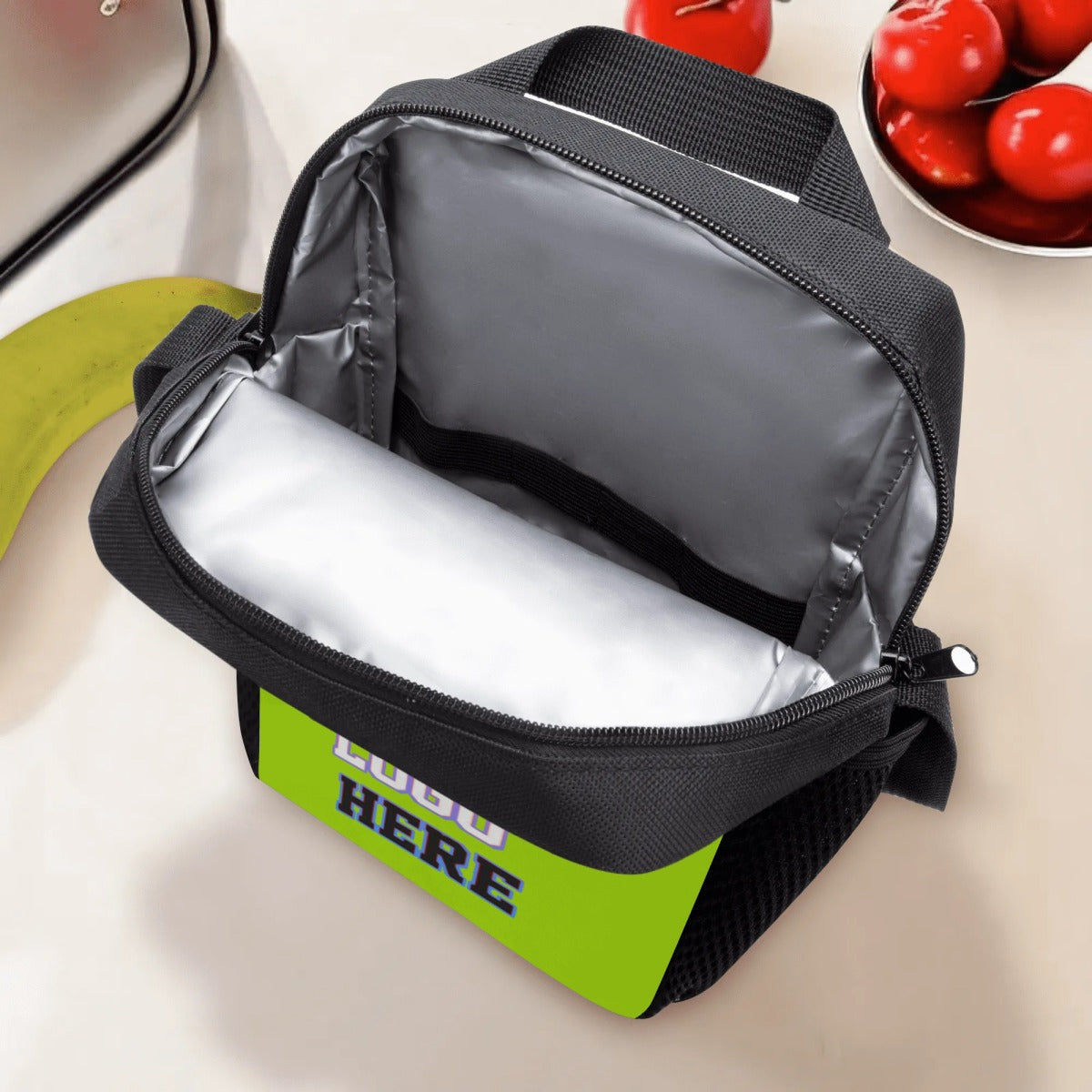 Personalized Neon Green Lunch Bag with Photo & Text Insulated Cooler Tote