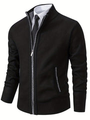 Men's Thermal Zip Up Jacket Stand up Collar Cardigan