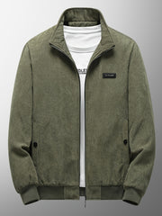 Men's Corduroy Cotton Jacket with Zip Up Collar