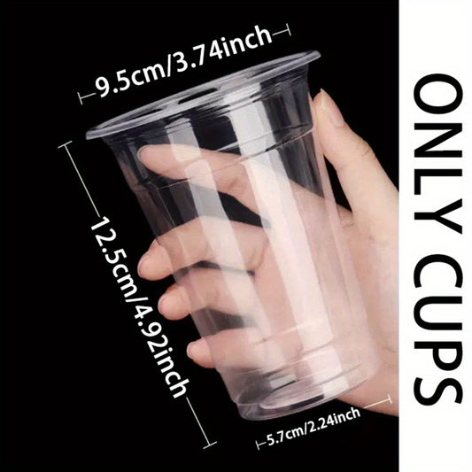 50PCS 16-20OZ Clear Plastic Cups with Flat Lids for Party Ice