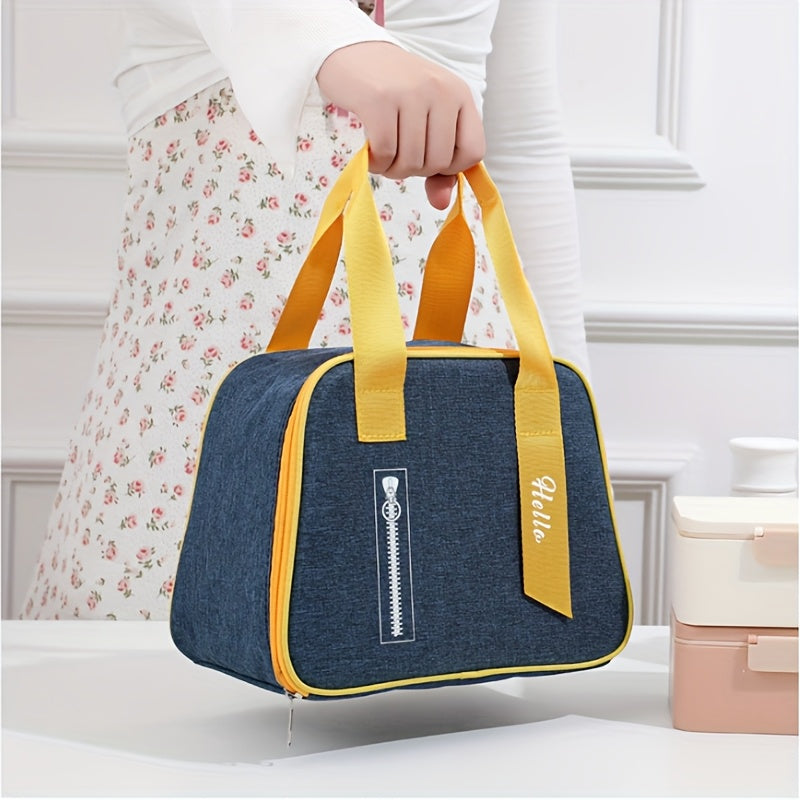 Japanese Style Insulated Lunch Bag Bento Tote Aluminum Foil Yellow Zipper