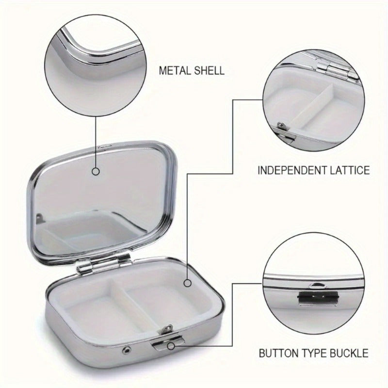 Floral 2D Relief Iron Pill Box 3 Compartment Portable Medication Organizer