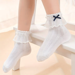 Bow Lace Mesh Thin Breathable Lace Crew Socks Girls Cotton Crew Socks