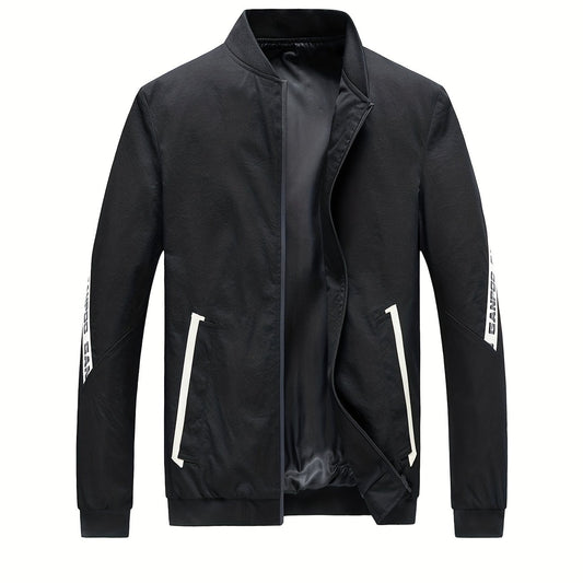Men's Casual Windbreaker Jacket with Pockets for Outdoor Activities