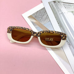 Vintage Leopard Print Square Frame UV Sunglasses