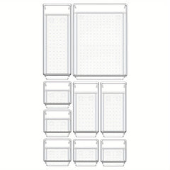 18pcs Desk Drawer Organizers Transparent Plastic Customize Layout Storage Bins