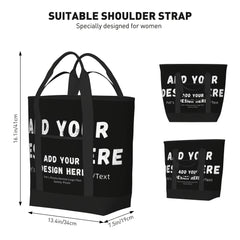 Large Capacity Insulated Lunch Bag, Zipper Polyester Square Lunch Tote