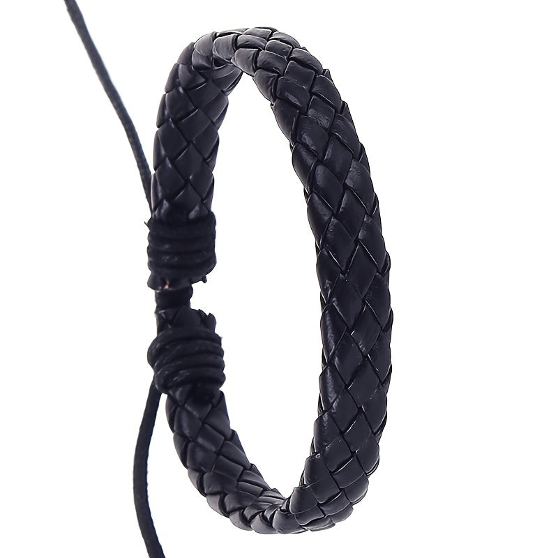 Vintage Men's Braided Leather Hand Rope Bracelet