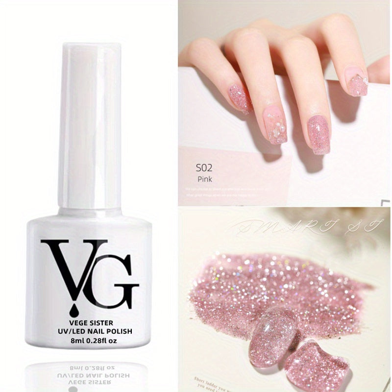 Reflective Glitter Gel Nail Polish with Cat Eye and Chameleon Effect