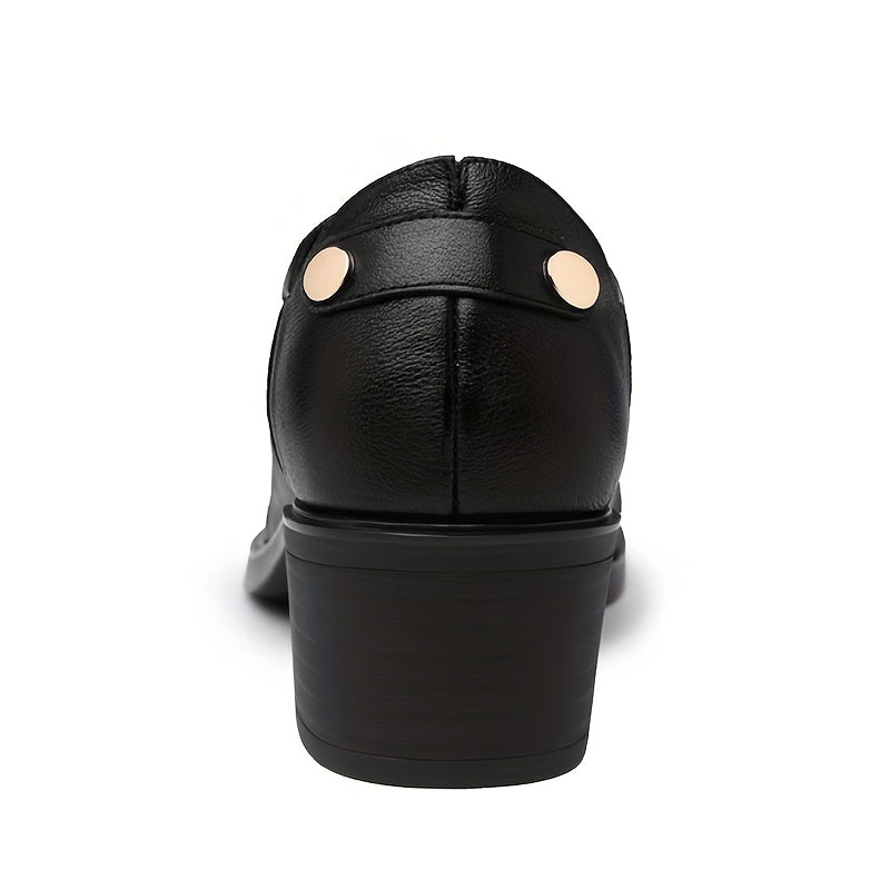 Women's Block Heel Pumps Lace-Up Office Business Mid Heels