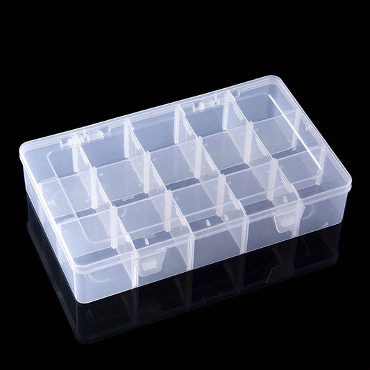 Clear Storage Box with Adjustable Dividers 15 Grids