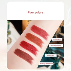 4pcs Matte Lipstick Set Box Moisturizing Nourishing Velvet Carved Lipstick