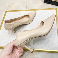 Soft Leather Pointed Toe Surrounds Heels Pumps Women's Shoes