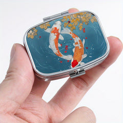 Lake Koi Printed Square Pill Box Mini Portable for Travel Outdoor Sports