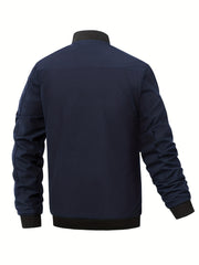 Men's Casual Baseball Collar Zip Up Jacket Coat for Spring Fall