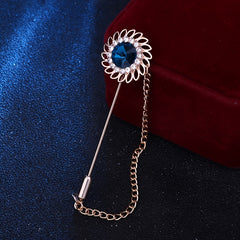 Men's Sunflower Long Brooch Pin Business Suit Jacket Accessories