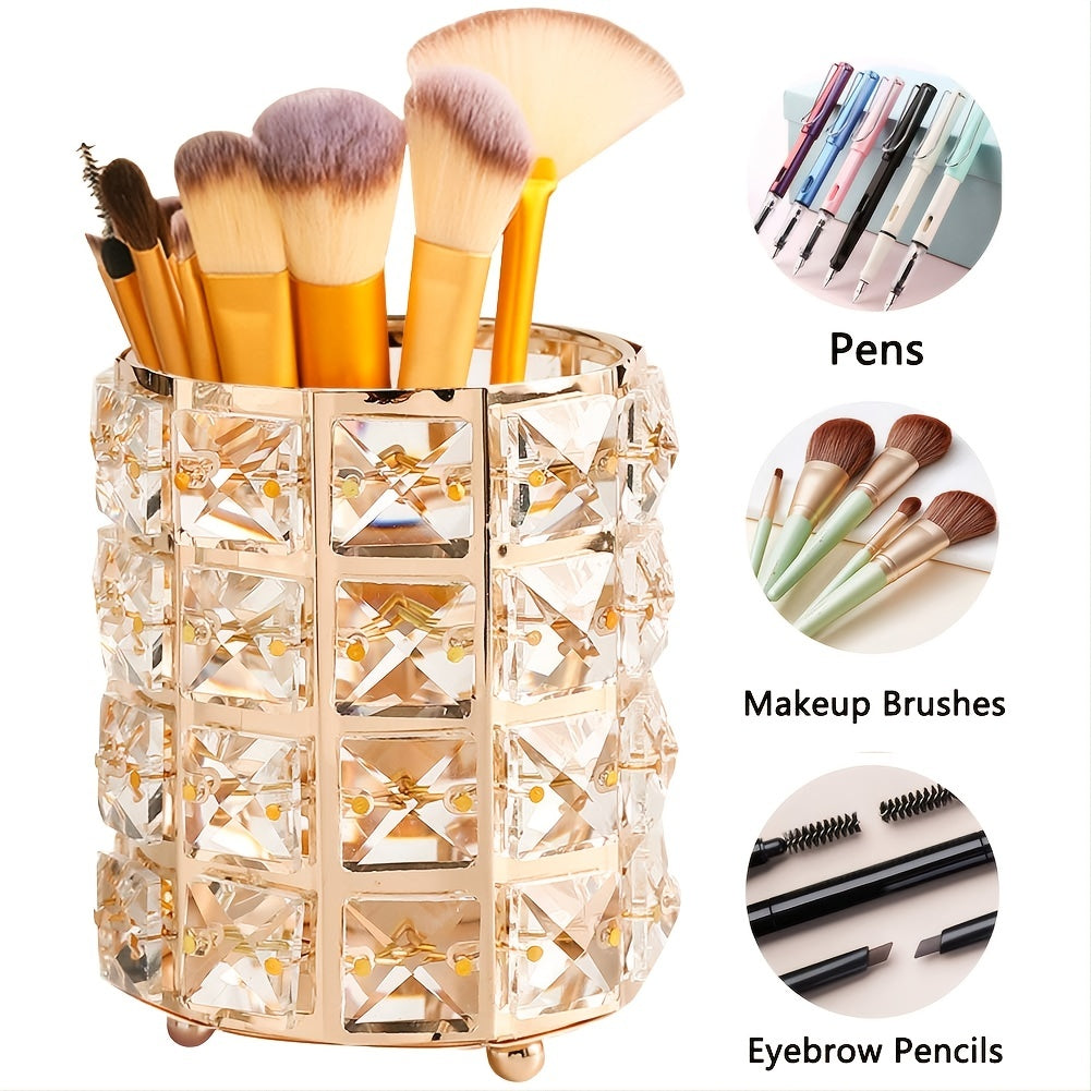 Crystal Makeup Brush Holder Organizer - Keep Your Cosmetics Tidy and Accessible