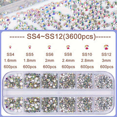3600pcs AB Nail Art Rhinestones Crystal Gemstones for Nail Accessories