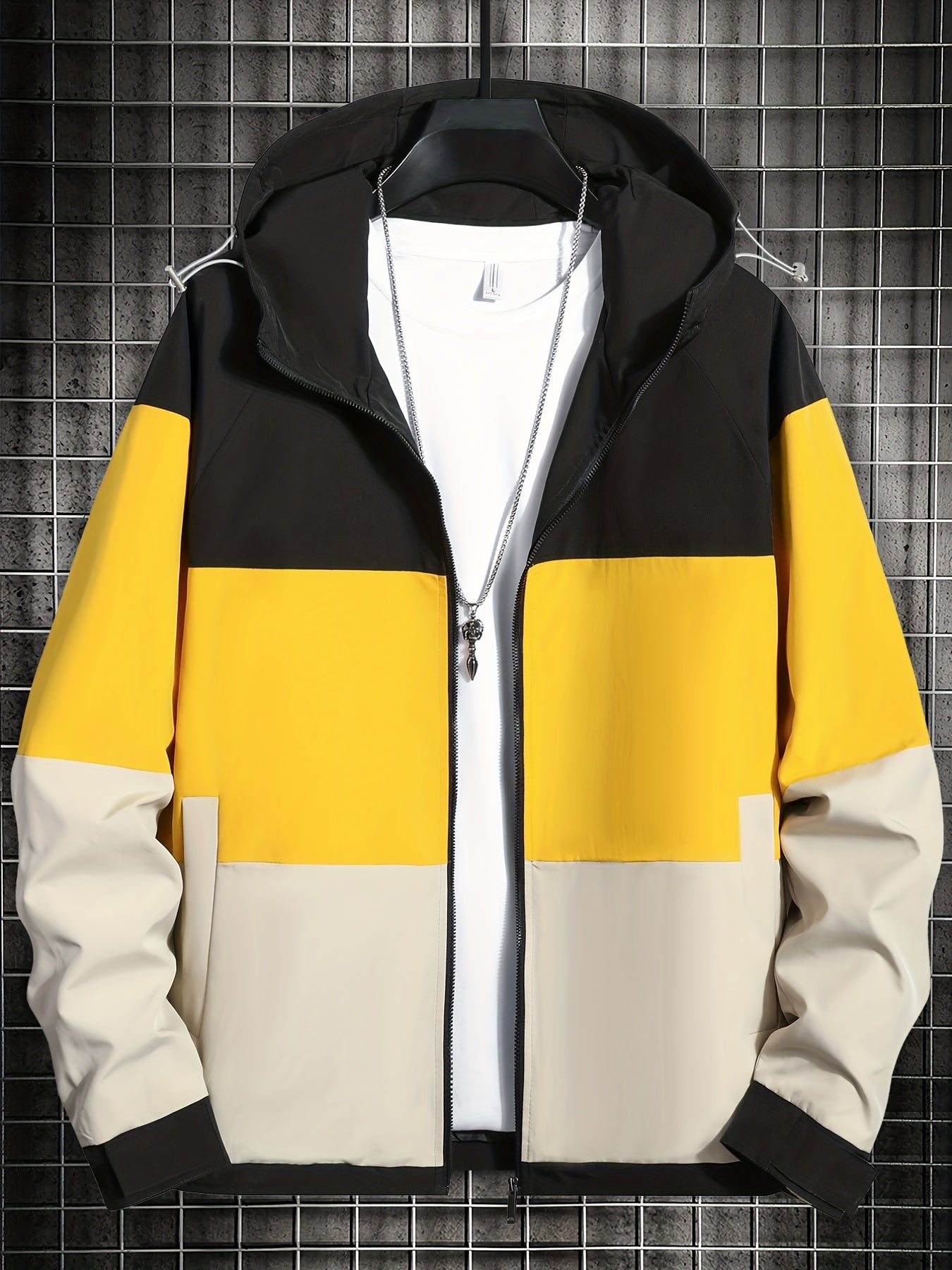 Men's Hooded Windbreaker Jacket Zipper Hooded Coat