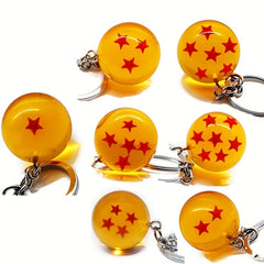 7 Style Anime Cartoon Ball Keychain Yellow Crystal Pendant 1 7 Stars PVC Toys