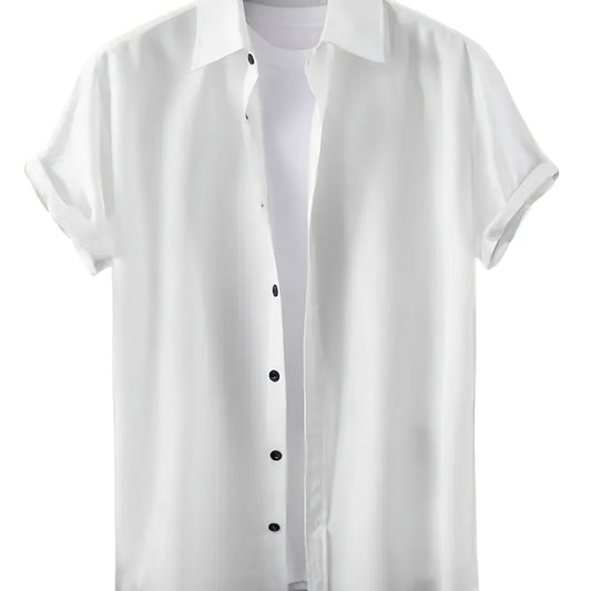 Men's Short Sleeve Lapel Shirt - Button Up Tops