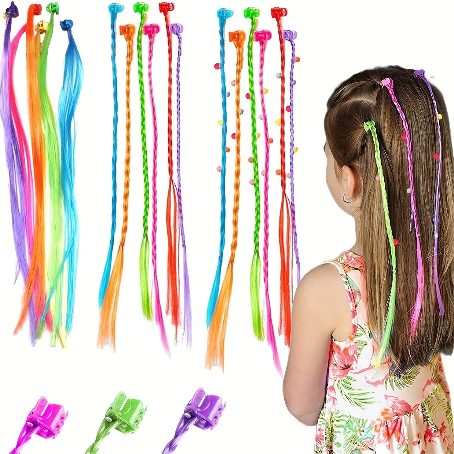 18pc Kids Coloured Hair Extensions Hair Accessories For Girls