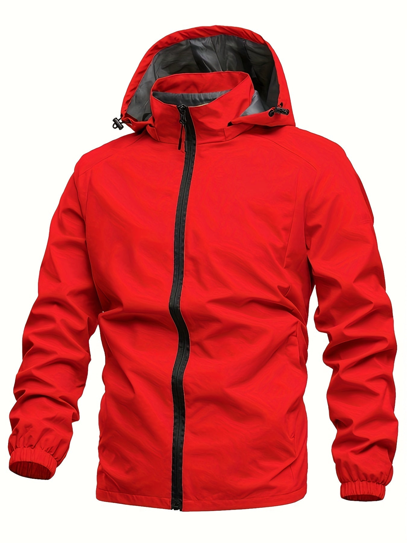 Men's Hooded Windbreaker Jacket Zip Up Stand Collar for Outdoor Activities