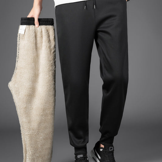 Men's Winter Fleece-Lined Pants Outdoor Sports Camping Hiking