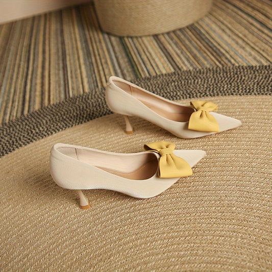 Bowknot Stiletto Heels Pointed Toe Dress Pumps