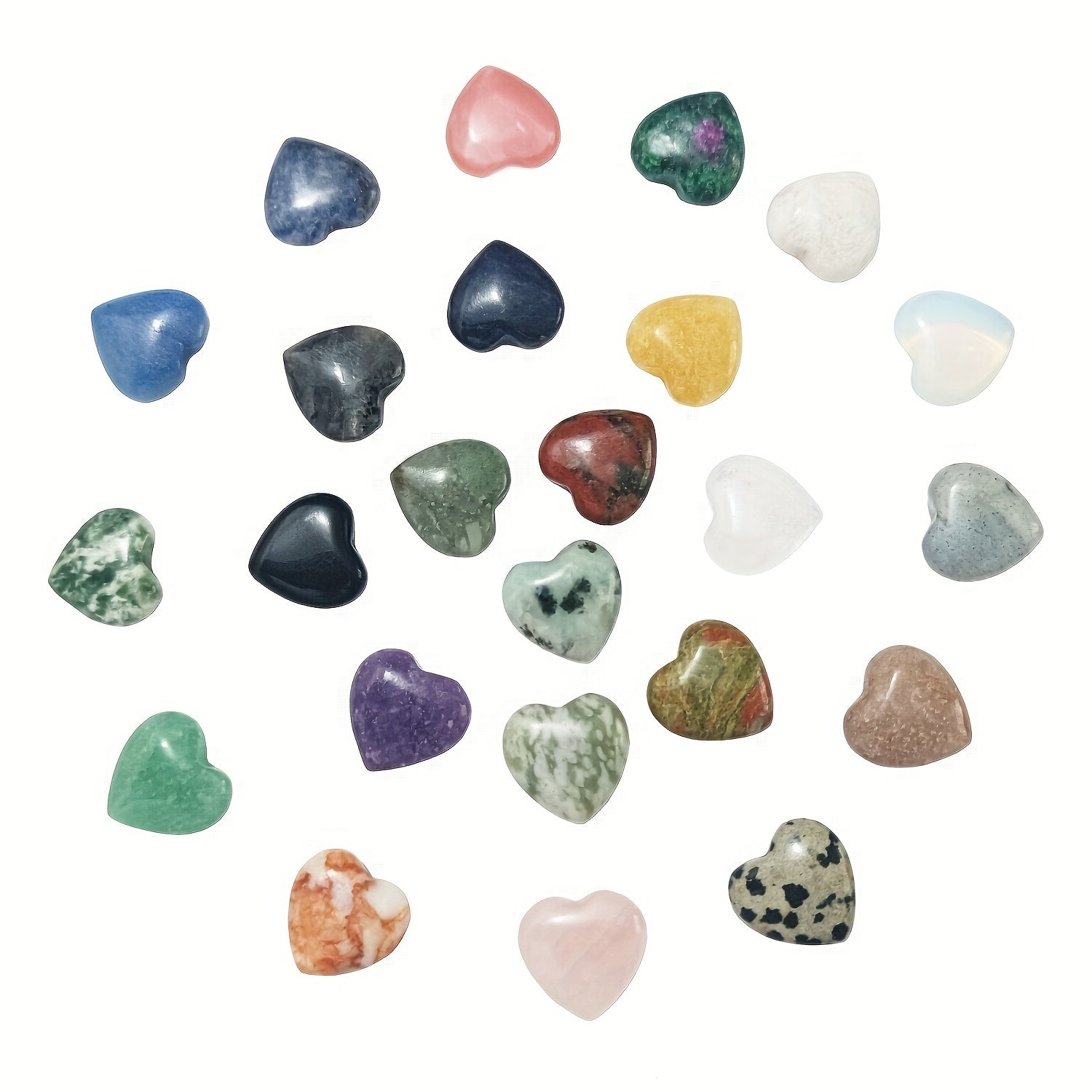 Natural Heart Shaped Crystal Stones 10Pcs Worry Stones Healing Carved Stones