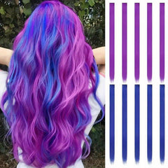 10pcs Girl's Colored Hair Extensions for Party Highlights Cosplay Hairpin