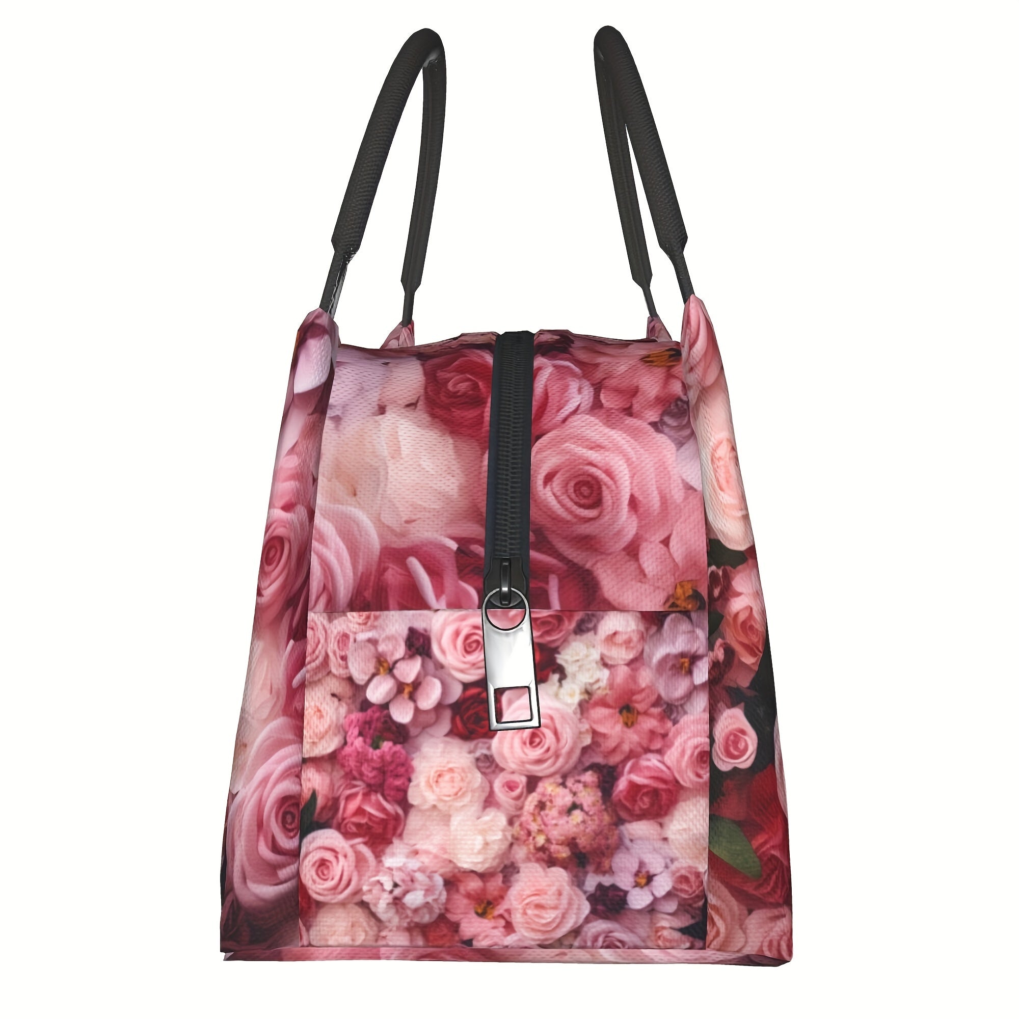 Rose Flower Insulated Lunch Bag for Camping Picnic Beach