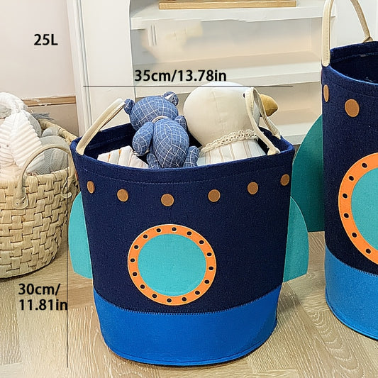 Large Capacity Fabric Space Themed Laundry Hamper with Squirrel