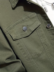 Contrast Stitching Denim Jacket Men's Casual Button Up Jacket