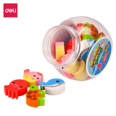 20pcs Animal Eraser Bucket - Assorted Animal Shaped Erasers